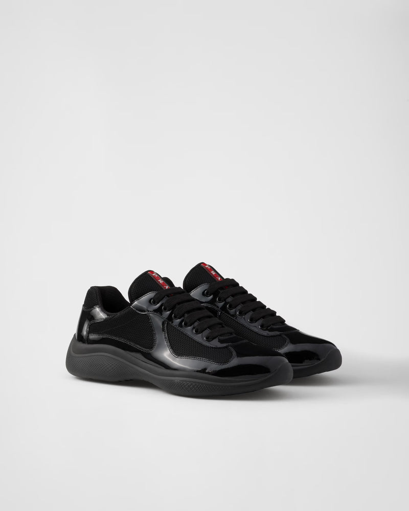 Sneakers Prada America's Cup en cuir verni et tissu technique
